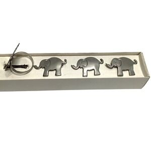 Pier‎ 1 Nickel Plated Elephant Napkin Rings Lot of 4 Silver Tone Vintage